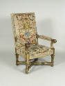 Armchair Showing Grotesque Compositions on Beige Ground (Part of a Set of One Canapé and Four A…