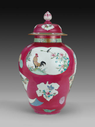 Porcelain covered jar with famille rose decoration