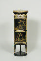 Small Corner Cupboard with Panels of Black-and Gold Tôle (one of a pair)