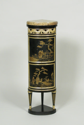 Small Corner Cupboard with Panels of Black-and Gold Tôle (one of a pair)