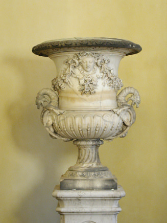 A marble garden vase. 