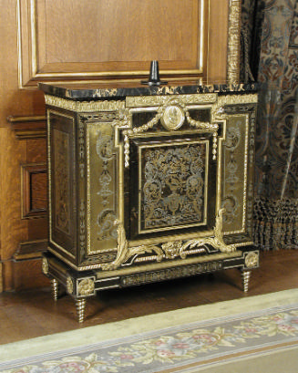 Cabinet with Pictorial and Tendril Marquetry of Tortoiseshell, Brass, Pewter, and Ebony (One of…
