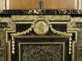 detail of medal and swags on Cabinet with Pictorial and Tendril Marquetry of Tortoiseshell, Bra…