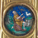 Round medallion with man and sheep