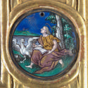 Round medallion with figure and white bird