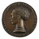 Bronze portrait medal of Leonello d'Este in profile to the left
