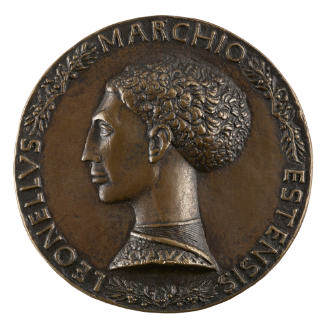 Bronze portrait medal of Leonello d'Este in profile to the left