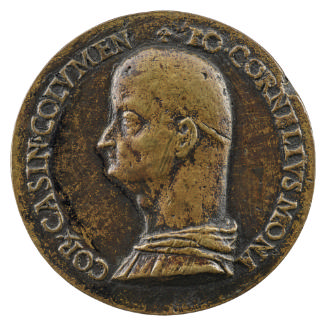 Bronze portrait medal of Giovanni Cornelio, bald, in profile to the left