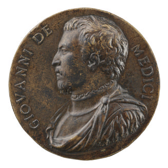Bronze portrait medal of Giovanni de' Medici delle Bande Nere all’antica in profile to the left