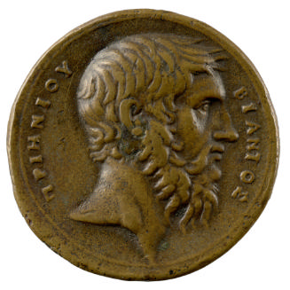 Bronze medal of Bias of Priene, bearded, in profile to right