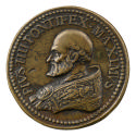Bronze portrait medal of Giovanni Angelo d'Medici, Pope Pius IV, with a tonsure, in papal robes…