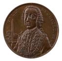 Bronze portrait medal of William Beckford wearing a periwig, a small collar and cravat, an unbu…