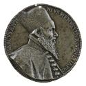 Lead portrait medal of Doge Marcantonio Memmo wearing a corneto and brocaded gown