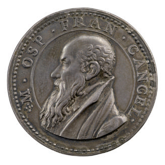 Silver portrait medal of Michel de l’Hôpital bearded, in profile to the left