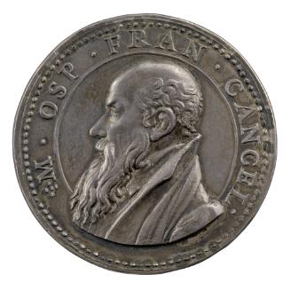 Silver portrait medal of Michel de l’Hôpital bearded, in profile to the left