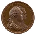 Bronze medal with overlapping profile portraits of Louis XIV and Marie-Antoinette