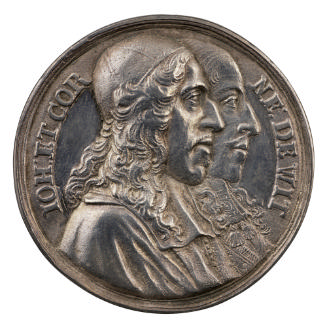 Silver jugate portrait medal of the brothers Johann and Cornelius de Witt