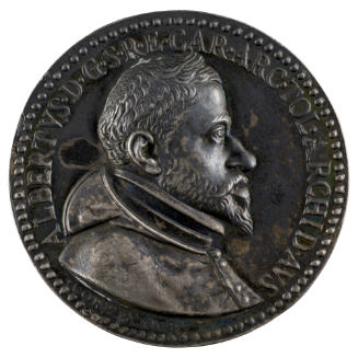 Silver portrait medal of Cardinal Archduke Albert of Austria tonsured and wearing a mozzetta