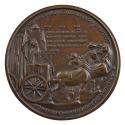 Bronze medal of Emperor Heraclius I in a car drawn by three horses