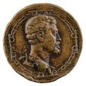 Bronze medal with a self-portrait of Leone Leoni, bearded, in profile to the right, surrounded …