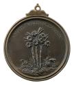 Bronze medal of tall flowers with other plants around them