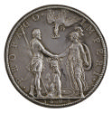 Silver medal of Henry IV and Marie de’ Medici as Mars and Minerva, with the Dauphin as a naked …