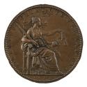Bronze medal of a Personification of Justice with sword and scales
