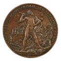 Bronze medal of King Louis XIII of France in the guise of Hercules, nude, laureate, wielding a …