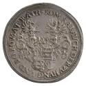 Silver medal depicting the coat of arms of Georg Schrötl