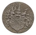 Silver medal depicting the coat of arms of the House Wettin