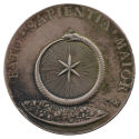 Silver medal depicting a six-pointed star encircled by a snake biting his own tale