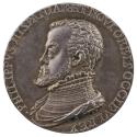 Bronze portrait medal of King Philip II of Spain wearing a cuirass and a commander’s sash