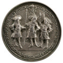 Silver medal of the captain Bernard Muikens, his lieutenant John Althusius, and his ensign Sylv…