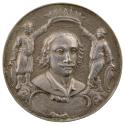 Silver portrait medal of Tommaso Aniello  , called Masaniello, wearing a shirt with open collar…