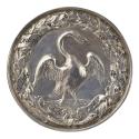 Silver medal depicting a standing swan surrounded by a wreath