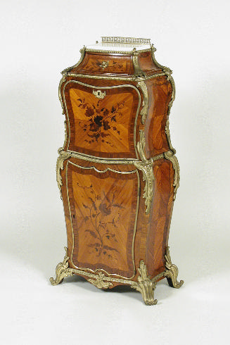 Secrétaire with Floral Marquetry (One of a Pair), three quarters view