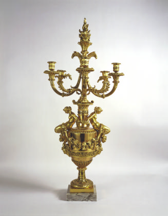 Gilt bronze Candelabrum Vase with Seated Satyresses (One of a Pair)
