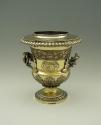 Gilt silver wine cooler with branch handles and family crest