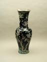 Alternate view of black ground porcelain vase with branches and white flowers