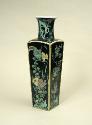 Alternate view of square porcelain vase with black ground and floral and vegetal designs