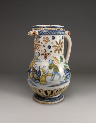 Openwork jug with oriental figures and decoration in color