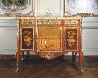 Commode with Pictorial Marquetry Showing Classical Ruins and Floral Bouquets