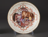 Saucer with painted figures and a landscape