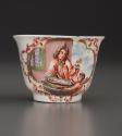 Tea bowl with painted figures at the center