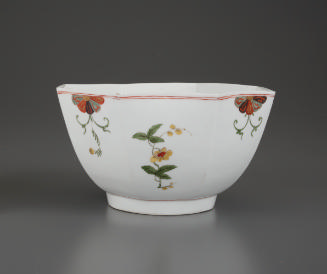 White porcelain bowl with painted floral motif