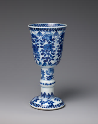Blue and white porcelain deep stem cup