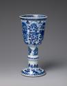 Alternate view of blue and white porcelain deep stem cup