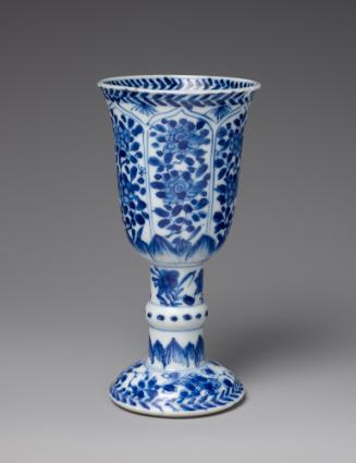 Blue and white porcelain deep stem cup