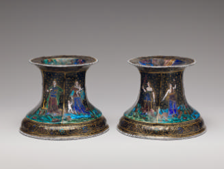 View of a Pair of Saltcellars depicting The Story of Minos and Scylla, and Allegorical Figures …
