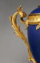 Detail of blue hard-paste porcelain covered jar and gilt bronze mounting